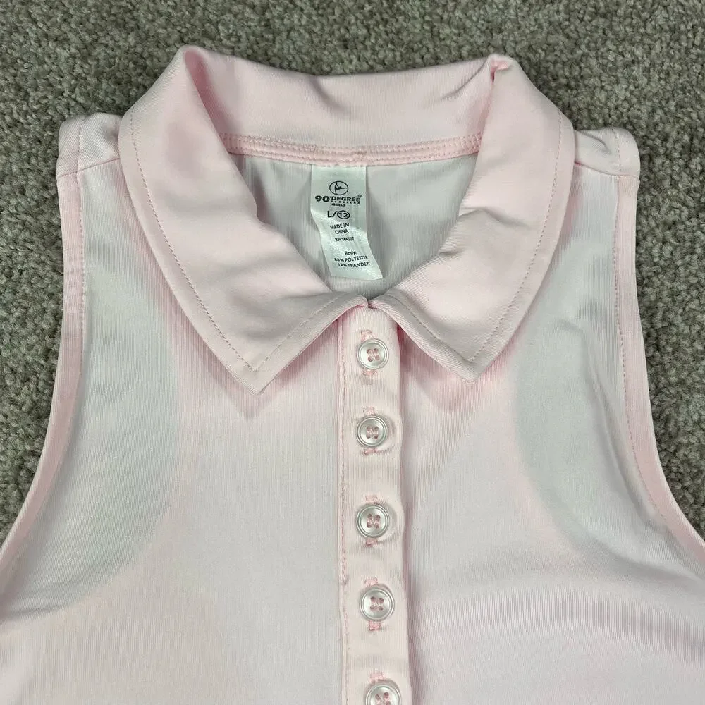 NWT! 90 Degrees Girls Light Pink Athletic Dress Size Large